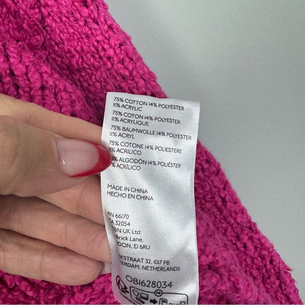 BY ANTHROPOLOGIE | Fuchsia Pink Turtleneck Sweater Flare Sleeve Women’s Size S - Picture 9 of 10